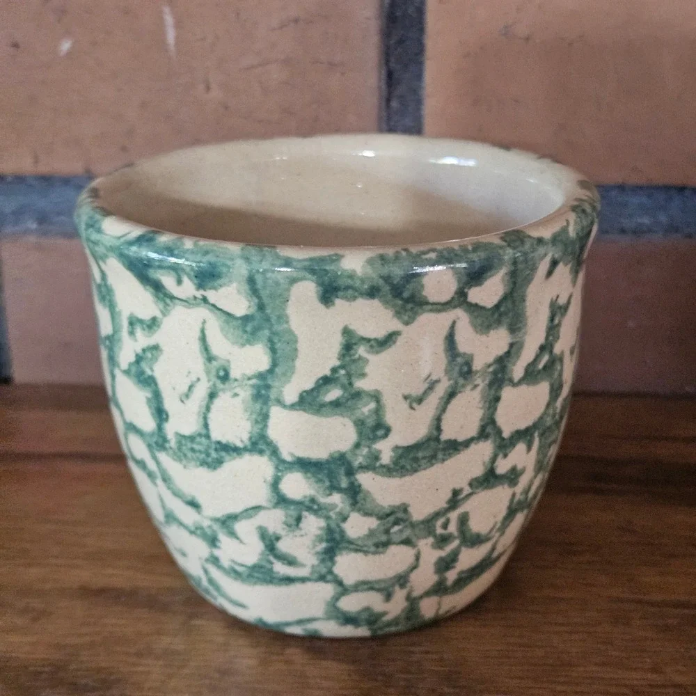 Vintage Roseville Spongeware 10 oz Kitchen Crock USA 3